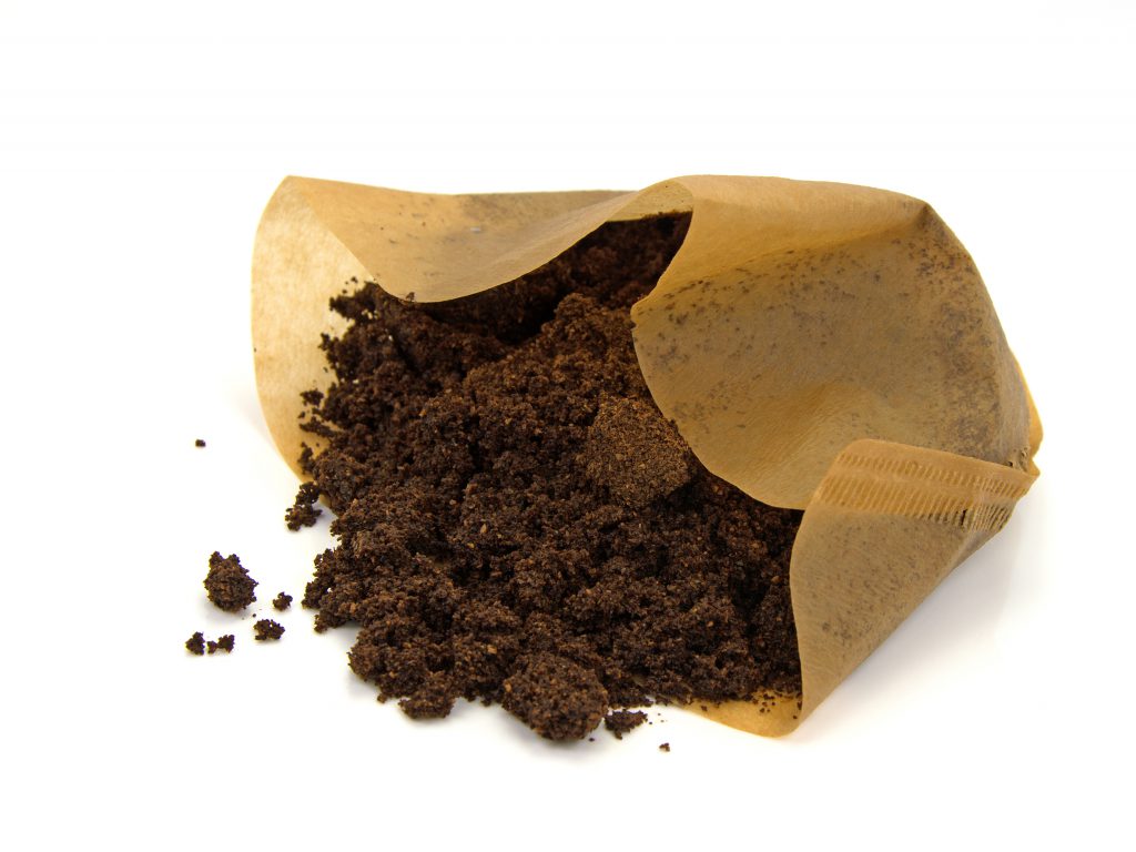 Kaffefilter mit nassem Kaffeesatz