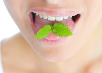 Das Lutschen von Minze ist ein bewährtes Hausmittel gegen Mundgeruch. Neben dem frischen Aroma bindet das enthaltene Chlorophyll unangenehme Gerüche. (Bild: benik.at/stock.adobe.com)