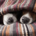 couple of dogs in love sleeping together under the blanket in bed
