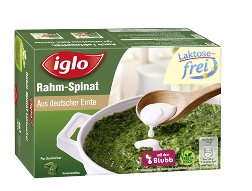 Iglo ruft aufgrund möglicher Plastikteile seinen Laktose-freien Spinat zurück. (Bild: http://www.iglo.de/produkte/rahm-spinat-laktosefrei)