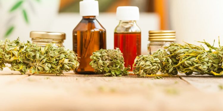 Eine Auswahl von medizinischen Cannabis-Produkten.