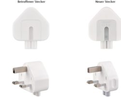 Darstellung zweier Netzteilstecker der Marke Apple