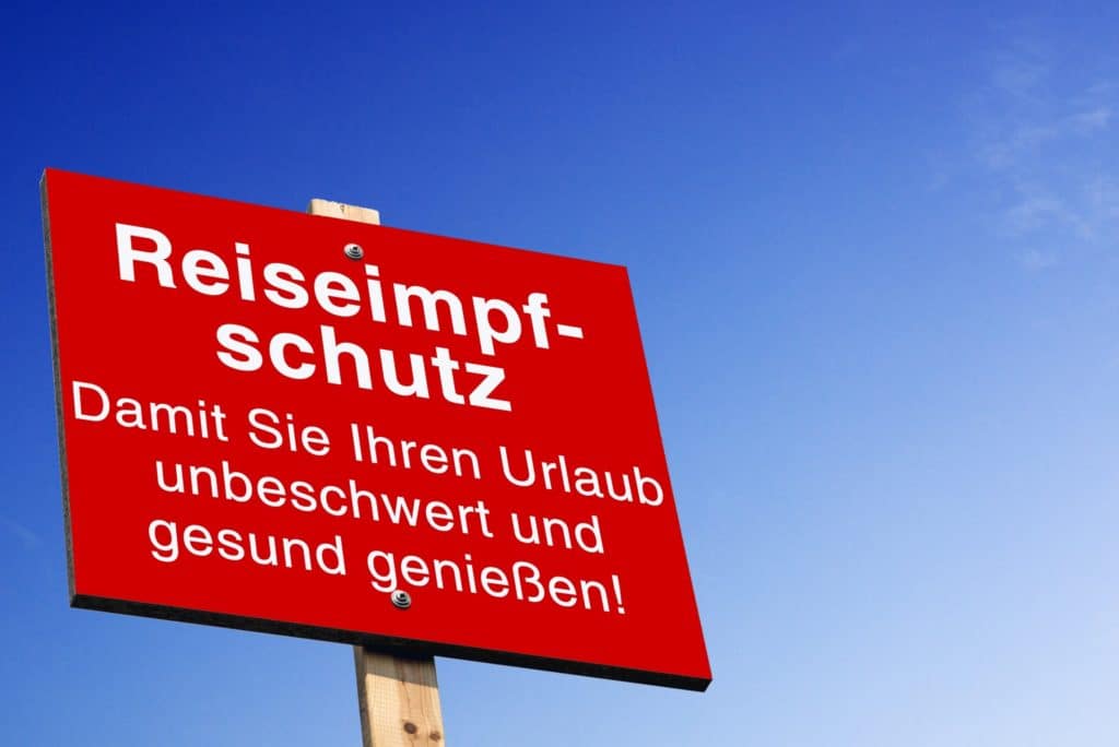 Hinweisschild Reiseschutzimpfung