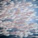 3D-Illustration von Spermien, die nach rechts schwimmen.