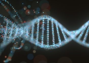 Buntes DNA-Molekül. Konzeptbild einer Struktur des genetischen Codes.