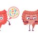 Eine comichafte Darstellung eines Darms mit gesunden Bakterien und eines Darm mit schädlichen Bakterien.