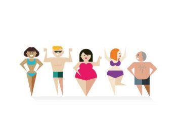 Eine grafische Darstellung verschiedener Personen mit unterschiedlichen Körperproportionen.