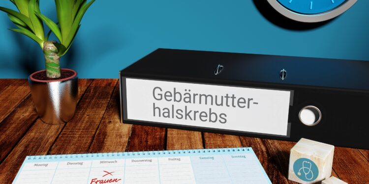 Ordner mit der Aufschrift Gebärmutterkrebs.