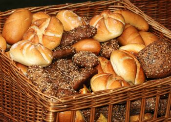 Brotkorb mit verschiedenen Brötchensorten