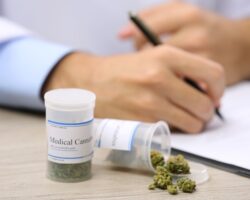 Medizinisches Cannabis auf einem Tisch.