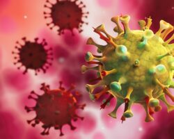 3D-Illustration von Coronavirus-Mutationen