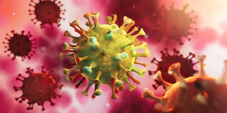 3D-Illustration von Coronavirus-Mutationen