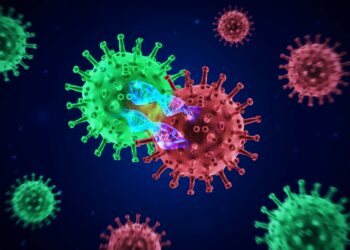 3D-Illustration einer Coronavirus-Mutation