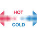 Roter und blauer Pfeil mit der Bezeichnung Hot Cold