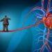 Grafische Darstellung: Ein übergewichtiger Mann balanciert auf einem Seil, dass zu einem Herz führt.