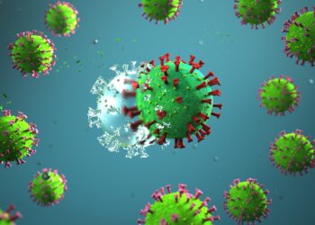 Illustration einer Coronavirus-Mutation