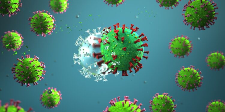Illustration einer Coronavirus-Mutation