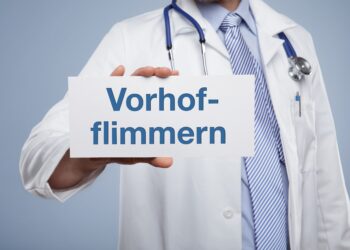 Mediziner mit einem Schild mit der Aufschrift Vorhofflimmern