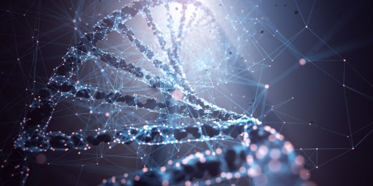 Rappresentazione grafica di un filamento di DNA.