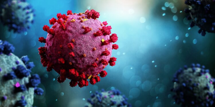 3D-Illustration des Coronavirus SARS-CoV-2