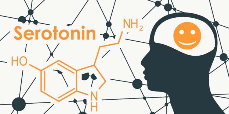 Wzór chemiczny serotoniny.