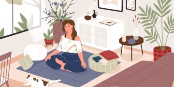 Bild von Frau, die Yoga macht.