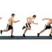 Männer mit verschiedenem Gewicht laufen auf einem Laufband.