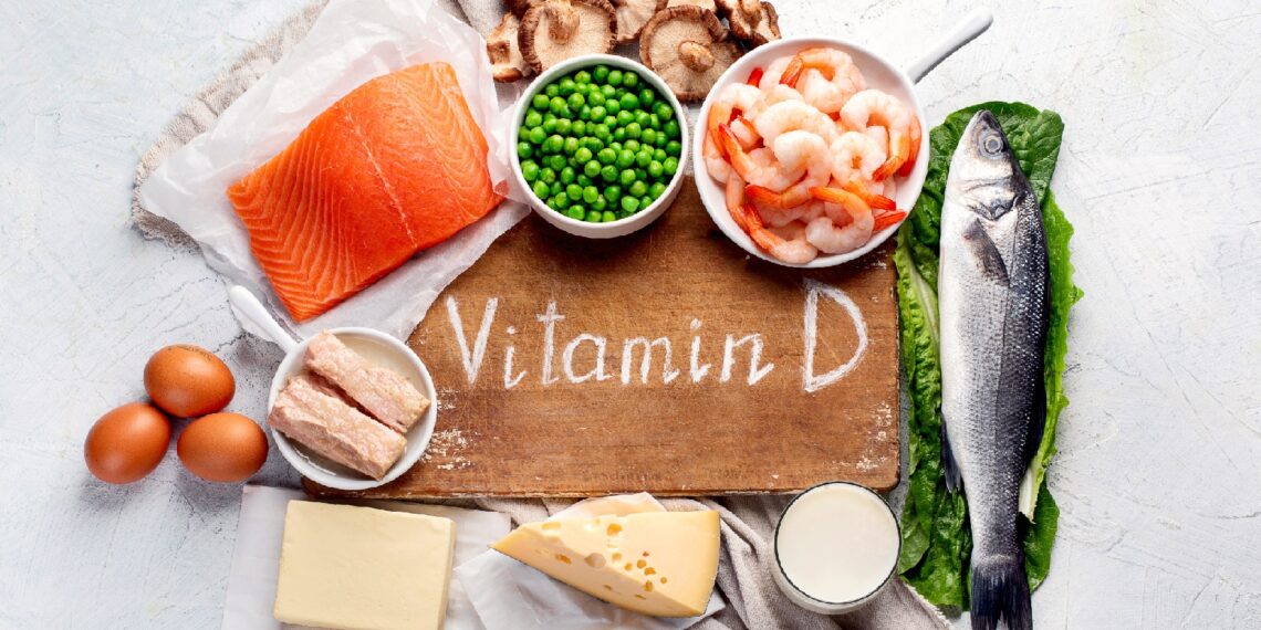 Eine Auswahl an Lebensmitteln, die reich an Vitamin D sind.