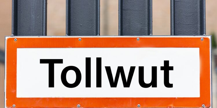 Schild mit der Aufschrift Tollwut