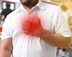 Ein Mann im weißen Hemd legt eine Hand auf seine Brust.