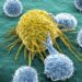 T-Zellen greifen eine Krebszelle an.