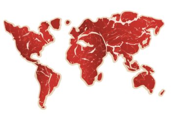Eine Weltkarte aus Fleisch.
