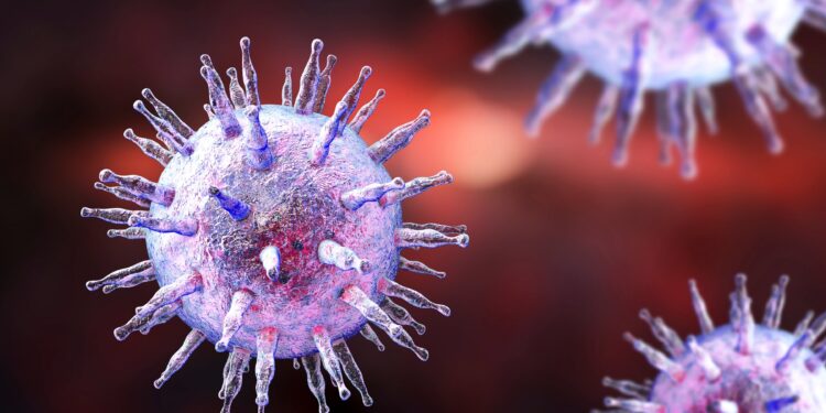 3D-Illustration des Epstein-Barr-Virus