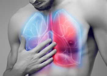 Auf dem Oberkörper eines Mannes sind die Lungen abgebildet.