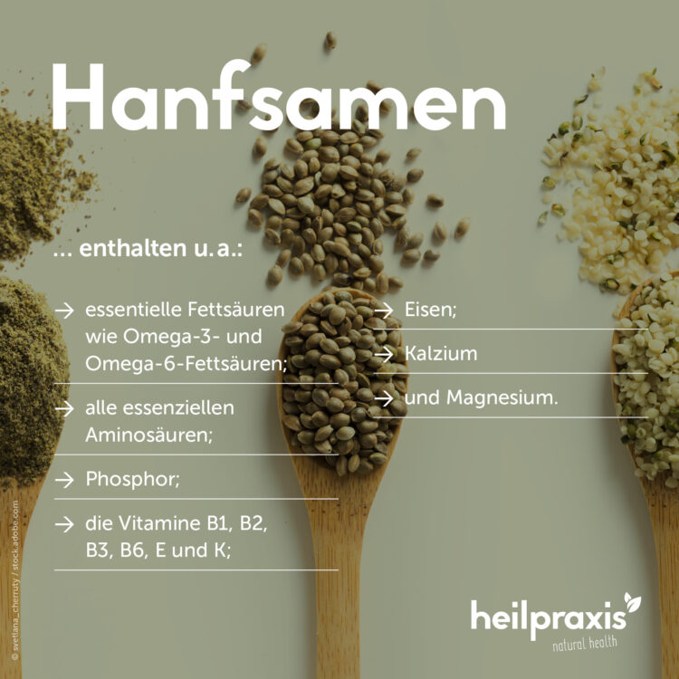 Übersicht der Inhaltsstoffe von Hanfsamen