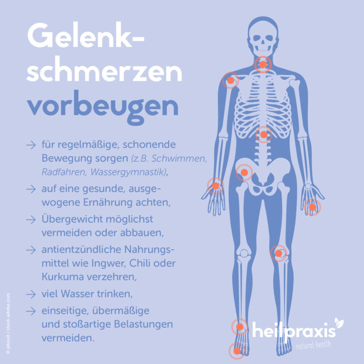 Übersicht einiger einfacher Maßnahmen, um Gelenkschmerzen vorzubeugen