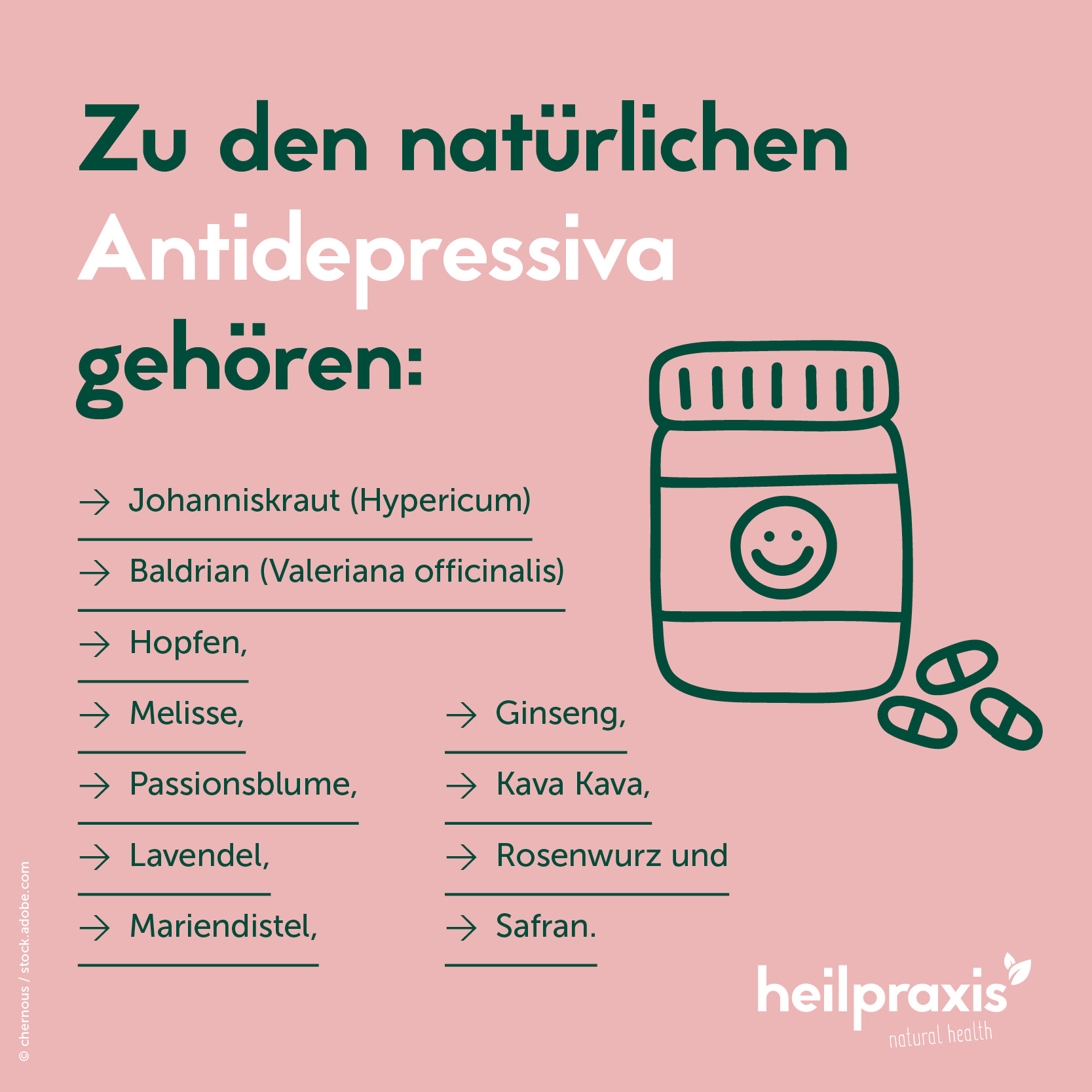 Liste mit natürlichen Antidepressiva